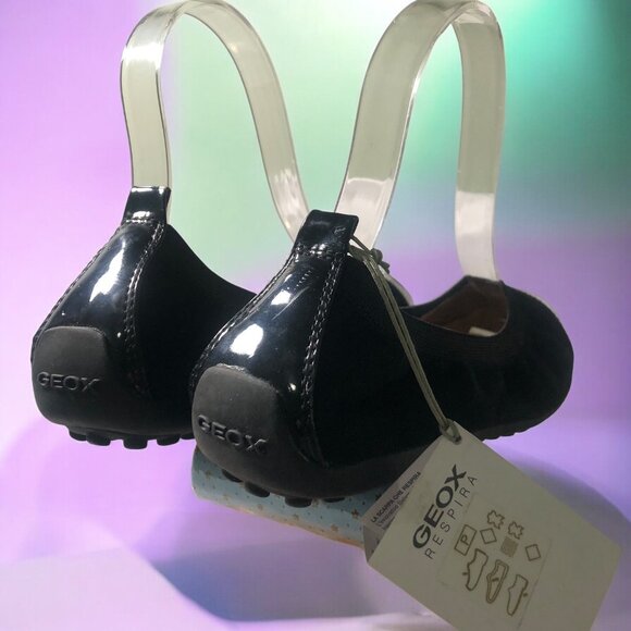 GEOX RESPIRA Italian Patent Leather Cap Toe Ballet Flat Shoe Sz 7 (37) NEW w Tag - Picture 3 of 6